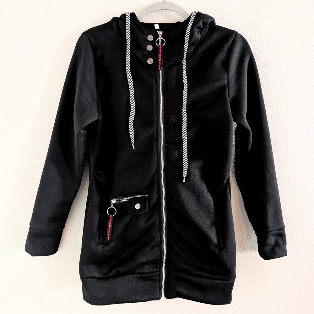 Cyber Monday Sale NWOT Black Zip Up Jacket / Hoodie With Pockets Women's Size S
